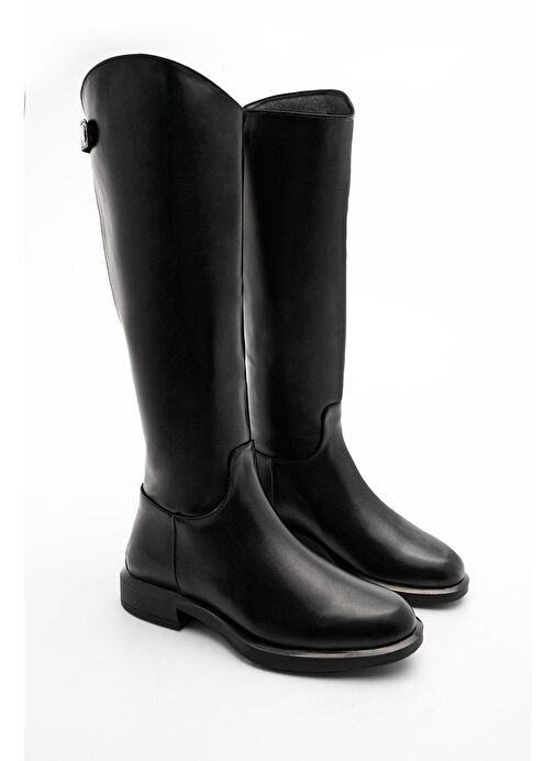 Kadın Günlük Çizme Dizaltı Arkadan Fermuarlı Milana Siyah - Görsel 3