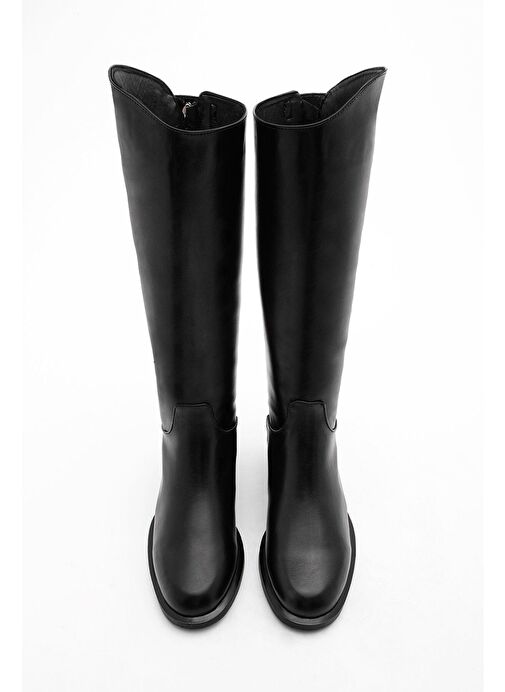 Kadın Günlük Çizme Dizaltı Arkadan Fermuarlı Milana Siyah - Görsel 4