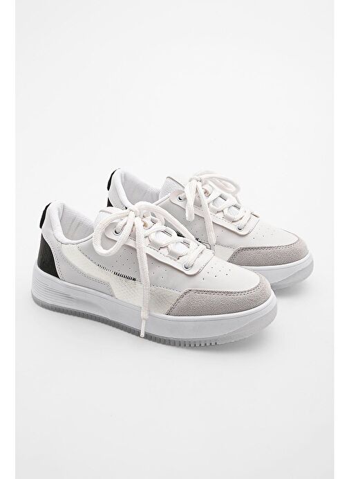 Kadın Sneaker Yüksek Taban Spor Ayakkabı Loske Siyah - Görsel 4