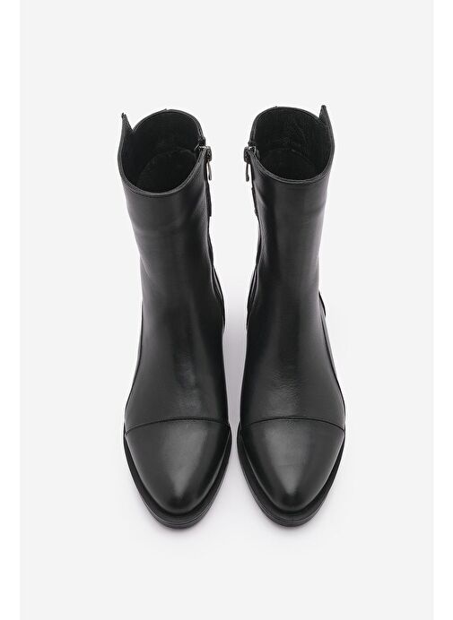 Kadın Hakiki Deri Günlük Bot Fermuarlı Tekas Siyah - Görsel 7