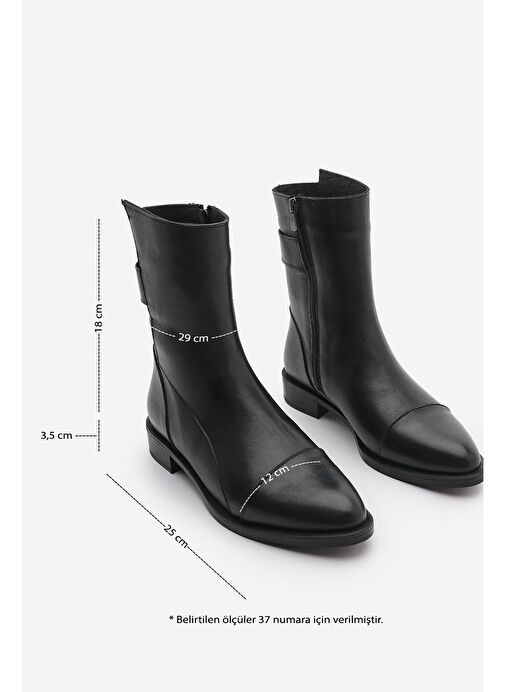 Kadın Hakiki Deri Günlük Bot Fermuarlı Tekas Siyah - Görsel 9