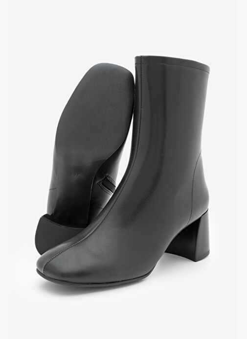 Kadın Topuklu Bot Küt Burun Fermuarlı Nonas Siyah - Görsel 8