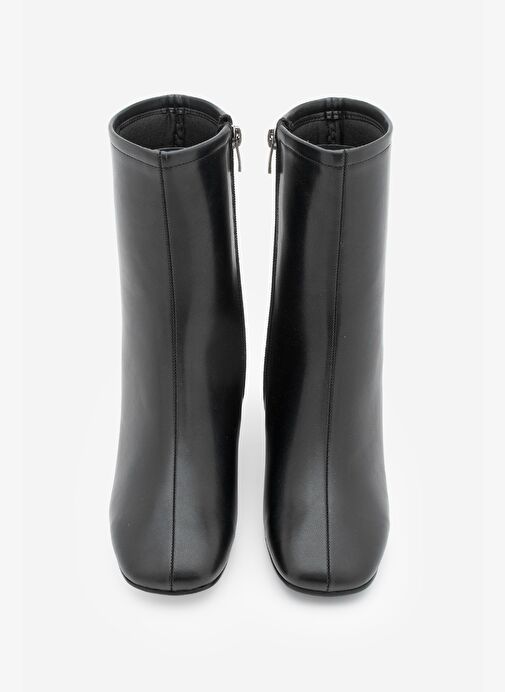 Kadın Topuklu Bot Küt Burun Fermuarlı Nonas Siyah - Görsel 6