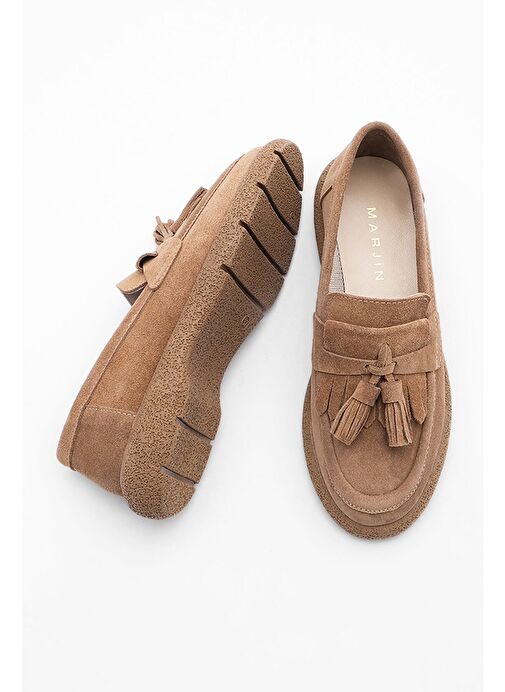 Kadın Hakiki Deri Loafer Günlük Ayakkabı Suma Taba Süet - Görsel 6