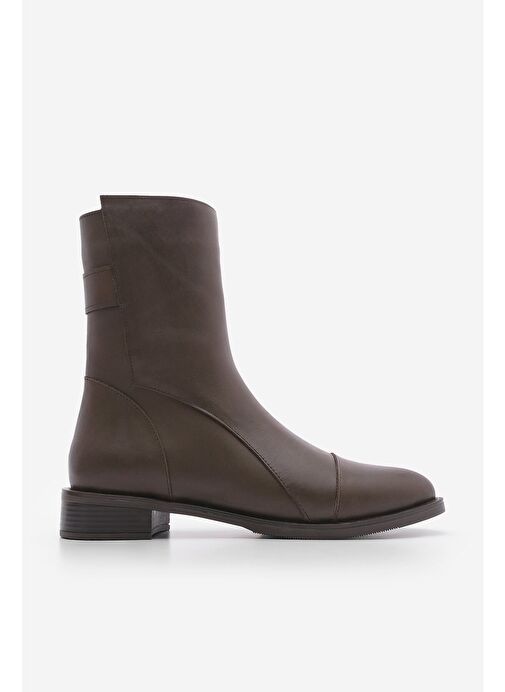 Kadın Hakiki Deri Günlük Bot Fermuarlı Tekas Kahve - Görsel 6