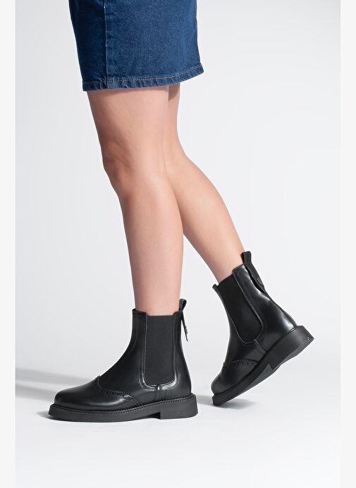 Kadın Çiftyüz Lastikli Günlük Bot Keva Siyah - Görsel 5