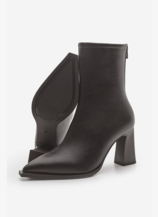 Kadın Topuklu Bot Sivri Burun Arkadan Fermuarlı Kalın Ökçe Kikas Kahve - Görsel 8