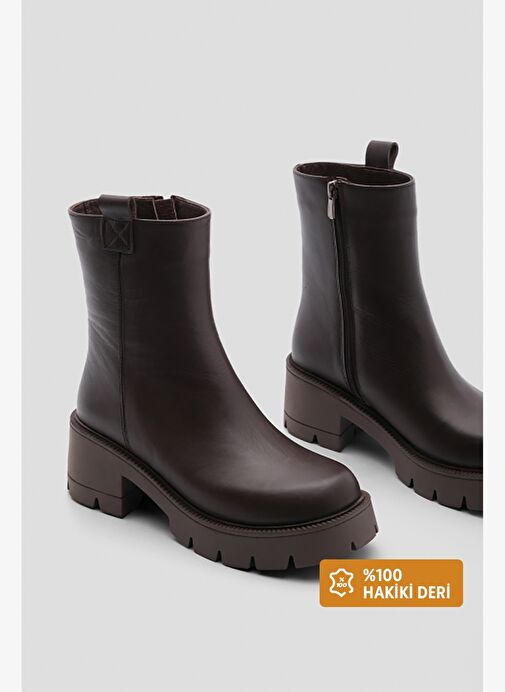 Marjin Marjin Belirsiz Kadın Hakiki Deri Günlük Bot Kalın Tırtıklı Taban Fesko Kahve Boyner'de! Belirsiz - 2. görsel