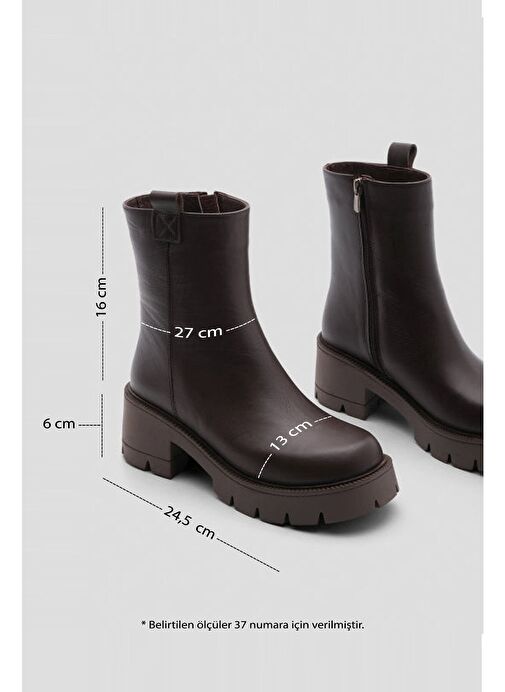 Marjin Marjin Belirsiz Kadın Hakiki Deri Günlük Bot Kalın Tırtıklı Taban Fesko Kahve Boyner'de! Belirsiz - 9. görsel
