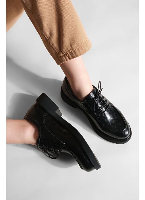 Marjin Siyah Kadın Oxford Ayakkabı 32103385050 - Görsel 3