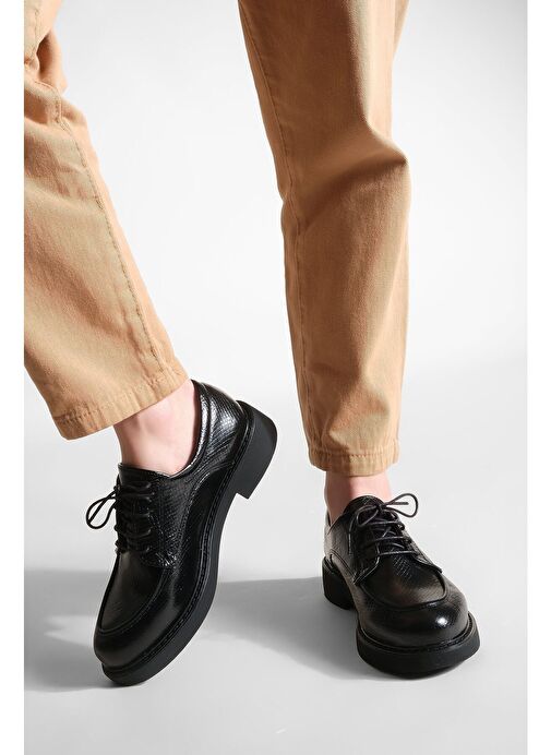 Marjin Siyah Kadın Oxford Ayakkabı 32103385050 - Görsel 5