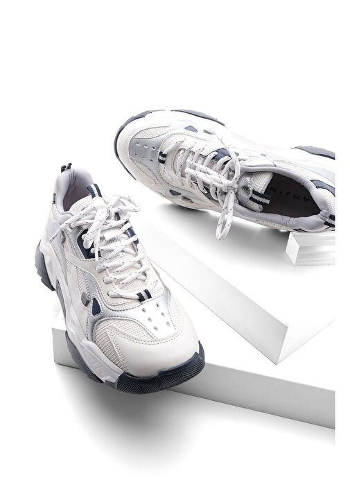 Kadın Yüksek Taban Sneaker Bağcıklı Spor Ayakkabı Virez Gümüş - Görsel 2