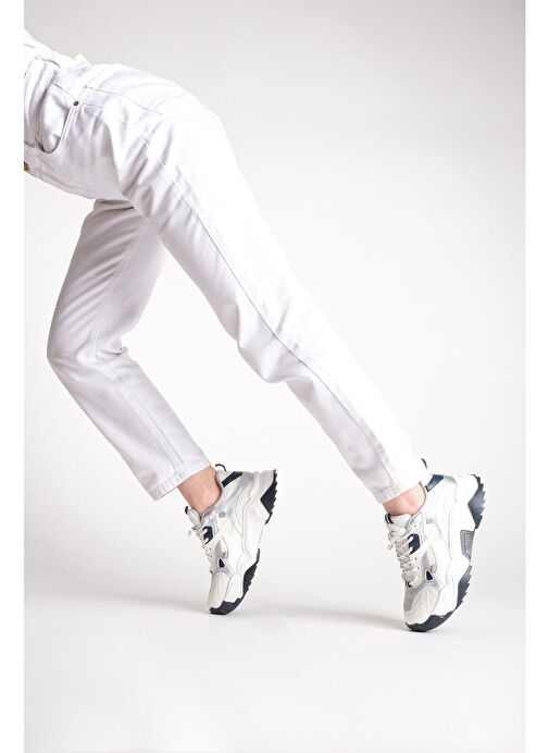 Kadın Yüksek Taban Sneaker Bağcıklı Spor Ayakkabı Virez Gümüş - Görsel 5