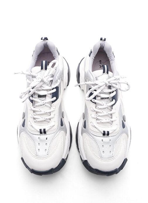 Kadın Yüksek Taban Sneaker Bağcıklı Spor Ayakkabı Virez Gümüş - Görsel 7