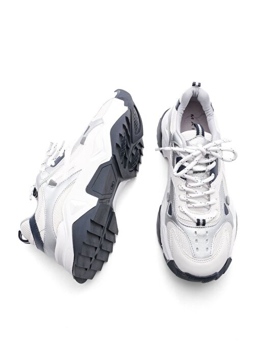 Kadın Yüksek Taban Sneaker Bağcıklı Spor Ayakkabı Virez Gümüş - Görsel 8