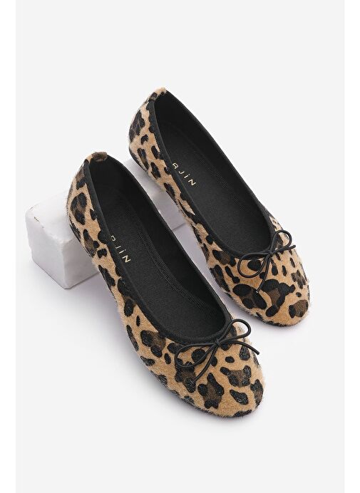 Kadın Günlük Babet Yuvarlak Burun Balerin Babet Adusa Leopar - Görsel 2