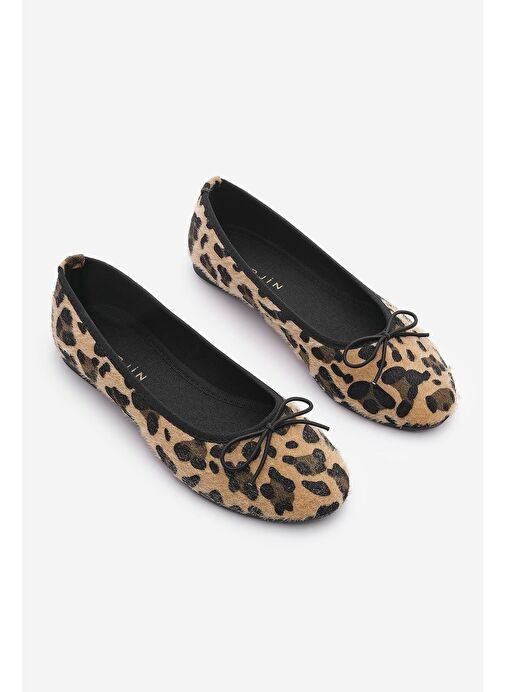 Kadın Günlük Babet Yuvarlak Burun Balerin Babet Adusa Leopar - Görsel 4