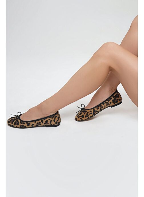 Kadın Günlük Babet Yuvarlak Burun Balerin Babet Adusa Leopar - Görsel 9