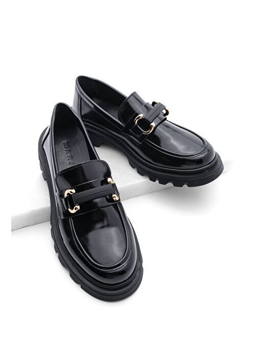 Kadın Loafer Yüksek Taban Tokalı Günlük Ayakkabı Kinles Siyah - Görsel 3