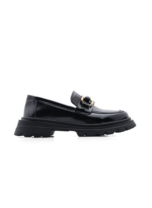 Kadın Loafer Yüksek Taban Tokalı Günlük Ayakkabı Kinles Siyah - Görsel 5