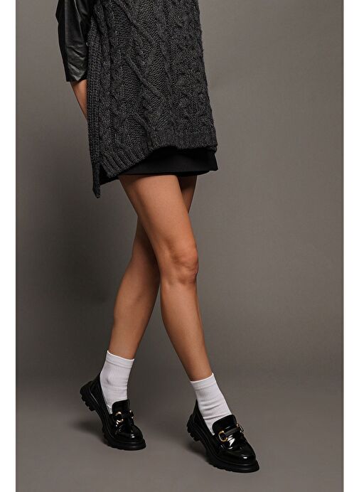 Kadın Loafer Yüksek Taban Tokalı Günlük Ayakkabı Kinles Siyah - Görsel 6