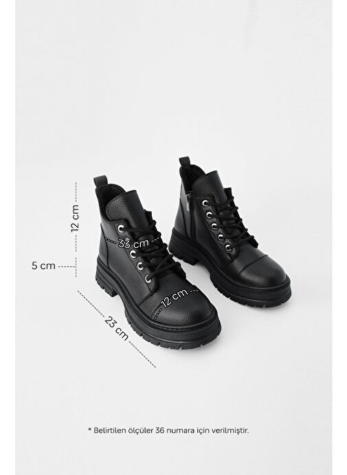 Marjin Kadın Postal Bot Konifa Siyah - Görsel 6
