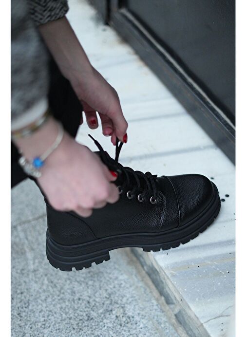 Marjin Kadın Postal Bot Konifa Siyah - Görsel 3