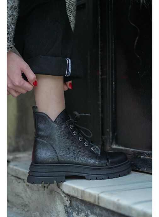 Marjin Kadın Postal Bot Konifa Siyah - Görsel 5