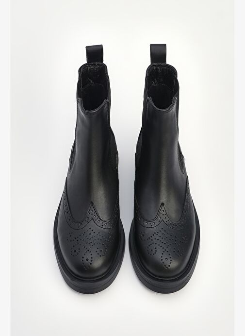 Kadın Hakiki Deri Elastik Yan Bantlı Günlük Bot Yestin Siyah - Görsel 7