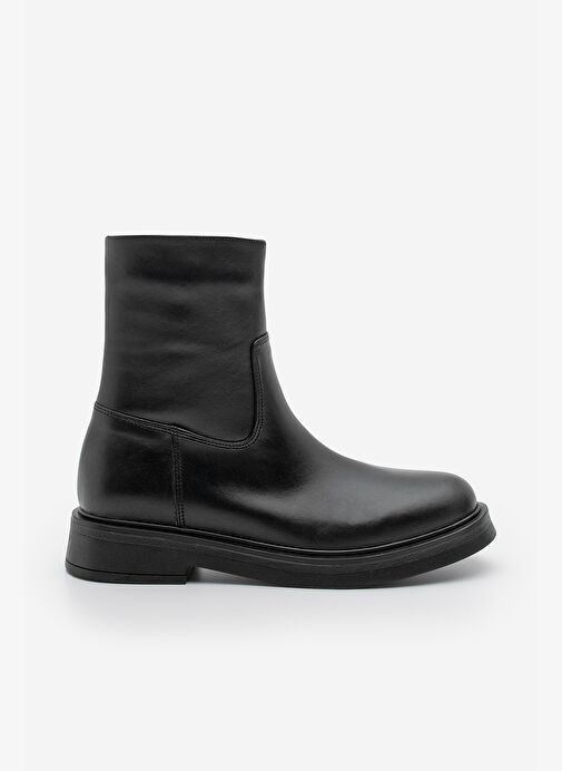 Kadın Hakiki Deri Kalın Taban Günlük Bot Zervas Siyah - Görsel 4