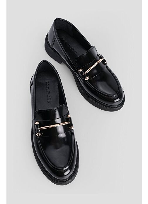Marjin Kadın Loafer Tokalı Günlük Ayakkabı Forye Siyah Açma - Görsel 2