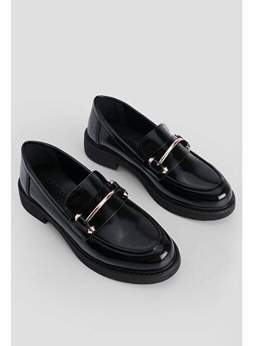 Marjin Kadın Loafer Tokalı Günlük Ayakkabı Forye Siyah Açma - Görsel 6