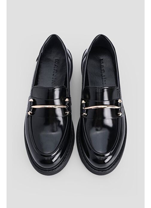 Marjin Kadın Loafer Tokalı Günlük Ayakkabı Forye Siyah Açma - Görsel 8