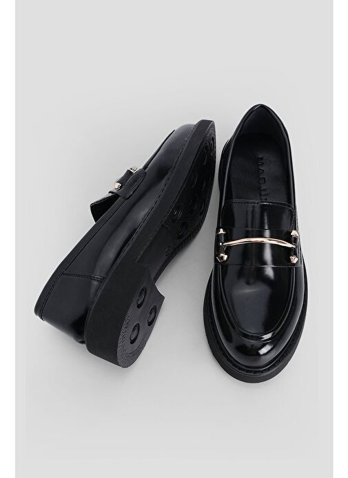 Marjin Kadın Loafer Tokalı Günlük Ayakkabı Forye Siyah Açma - Görsel 9