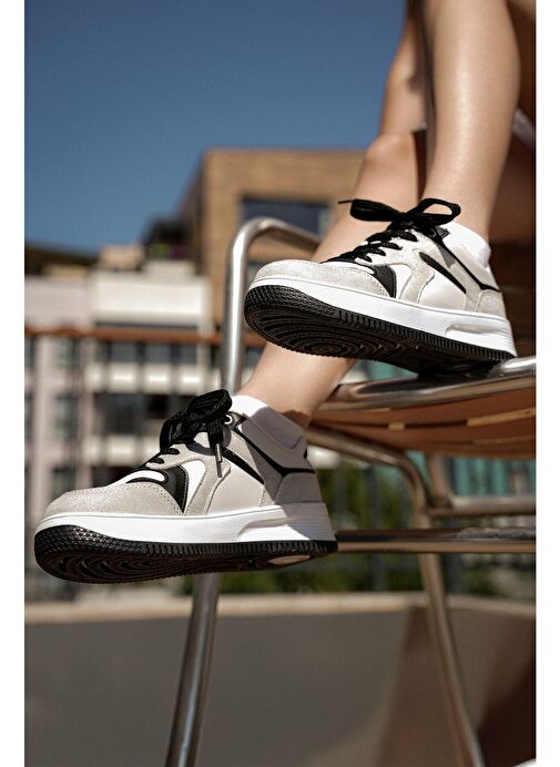 Kadın Sneaker Yüksek Taban Spor Ayakkabı Aryan Gri Süet - Görsel 7