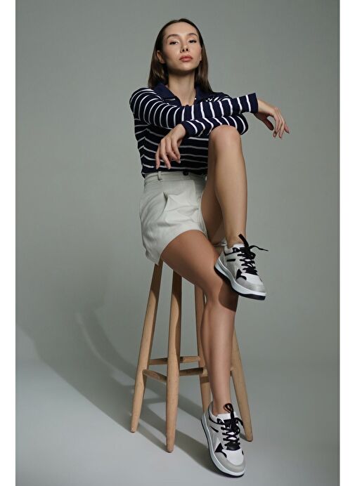 Kadın Sneaker Yüksek Taban Spor Ayakkabı Aryan Gri Süet - Görsel 5