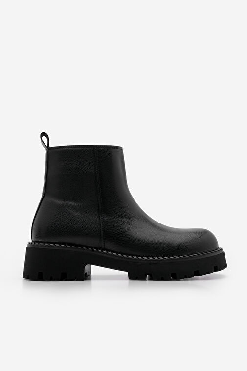 Kadın Fermuarlı Kalın Taban Günlük Bot Terase Siyah - Görsel 2