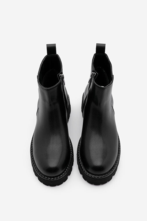 Kadın Fermuarlı Kalın Taban Günlük Bot Terase Siyah - Görsel 8