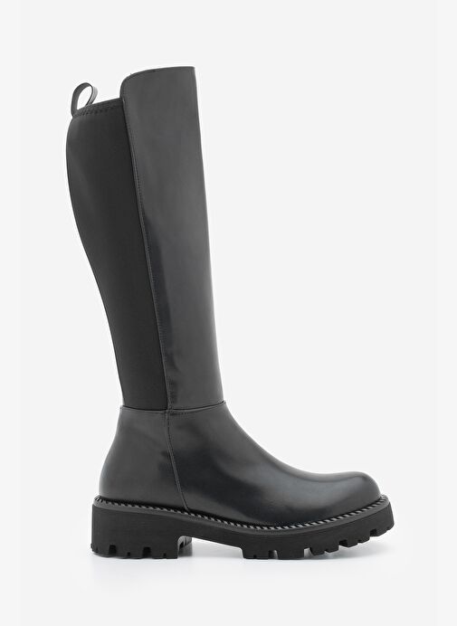 Kadın Günlük Çizme Lastikli Streç Dizaltı Verilas Siyah - Görsel 5