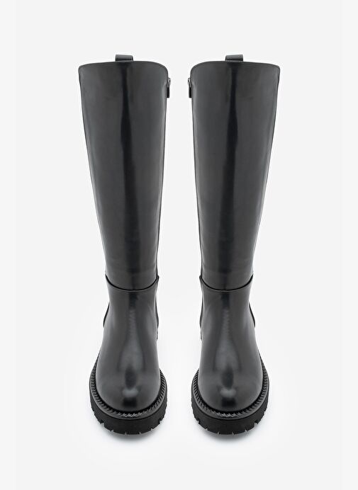 Kadın Günlük Çizme Lastikli Streç Dizaltı Verilas Siyah - Görsel 8