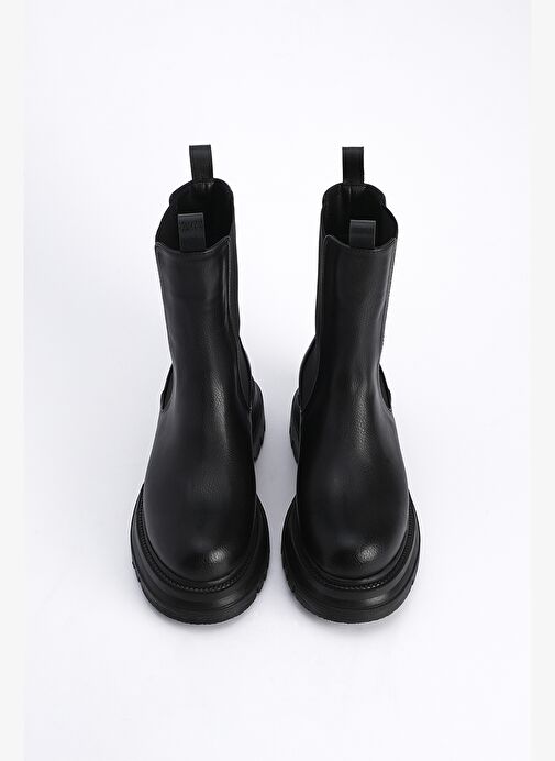 Kadın Kalın Taban Elastik Yan Bantlı Günlük Bot Bekira Siyah - Görsel 6