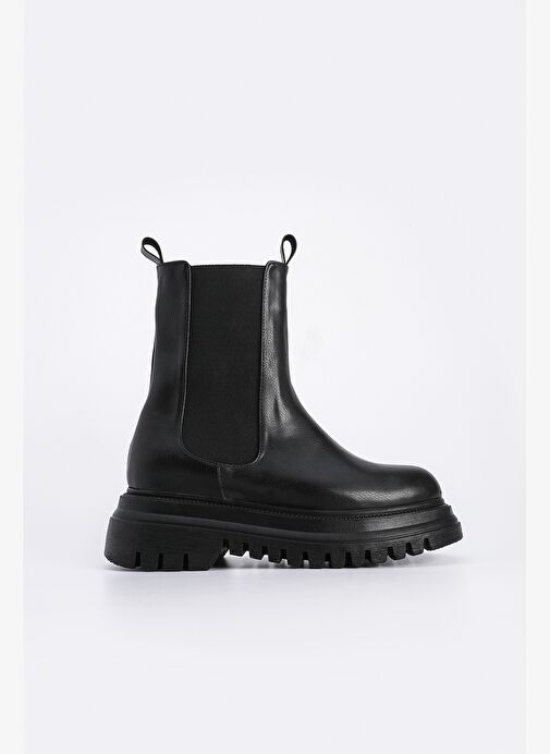 Kadın Kalın Taban Elastik Yan Bantlı Günlük Bot Bekira Siyah - Görsel 4