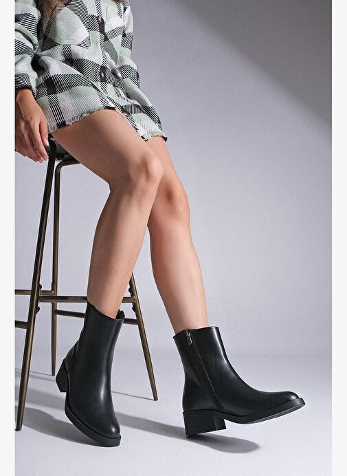 Kadın Fermuarlı Günlük Bot Huna Siyah - Görsel 3