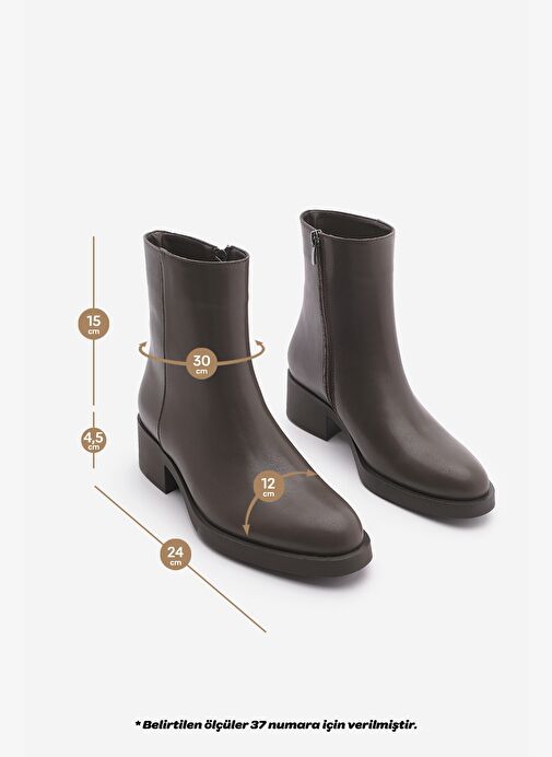 Kadın Fermuarlı Günlük Bot Huna Kahve - Görsel 9