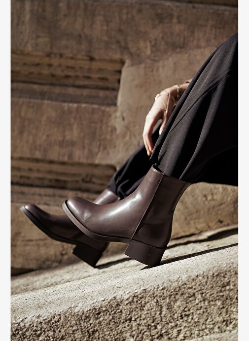 Kadın Fermuarlı Günlük Bot Huna Kahve - Görsel 3