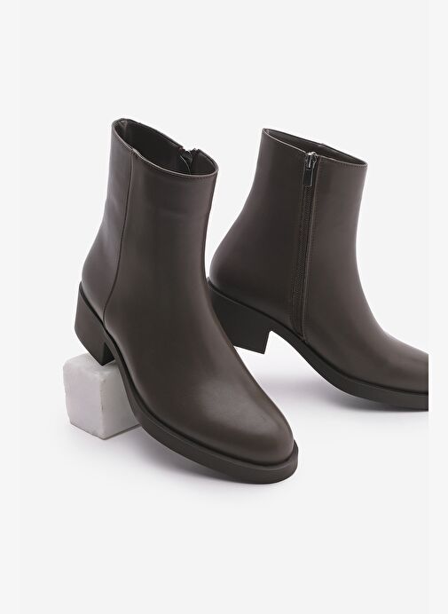 Kadın Fermuarlı Günlük Bot Huna Kahve - Görsel 2