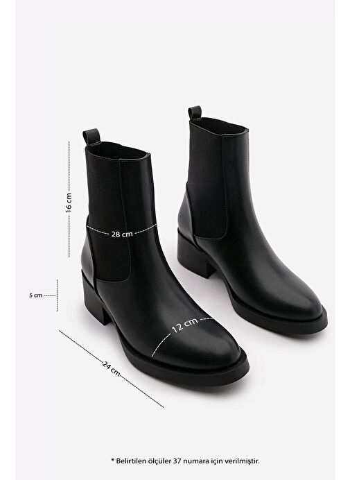 Kadın Elastik Yan Bantlı Günlük Bot Tunles Siyah - Görsel 6