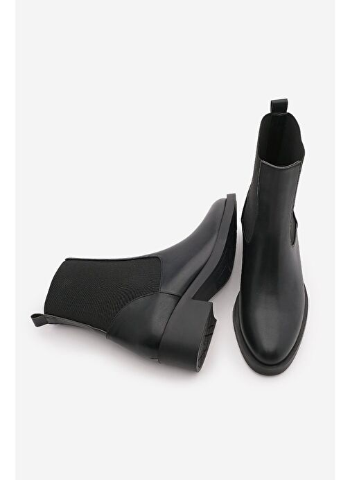 Kadın Elastik Yan Bantlı Günlük Bot Tunles Siyah - Görsel 2