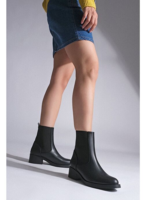 Kadın Elastik Yan Bantlı Günlük Bot Tunles Siyah - Görsel 3