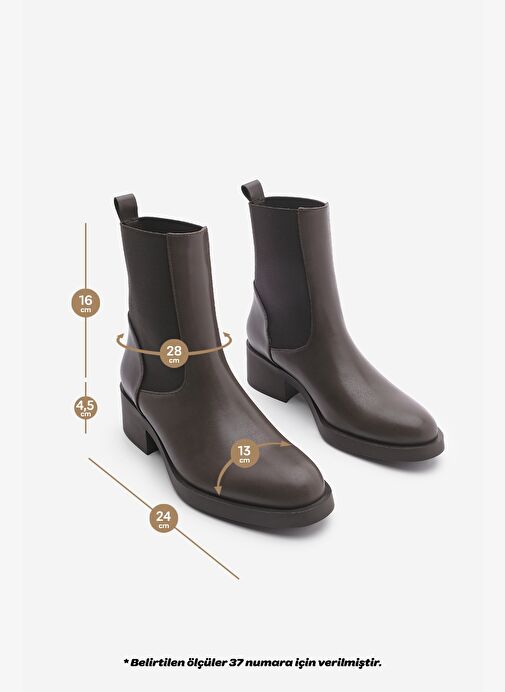 Kadın Elastik Yan Bantlı Günlük Bot Tunles Kahve - Görsel 9